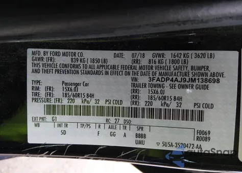 2018 Ford Fiesta S from USA, damaged, VIN 3FADP4AJ9JM138698